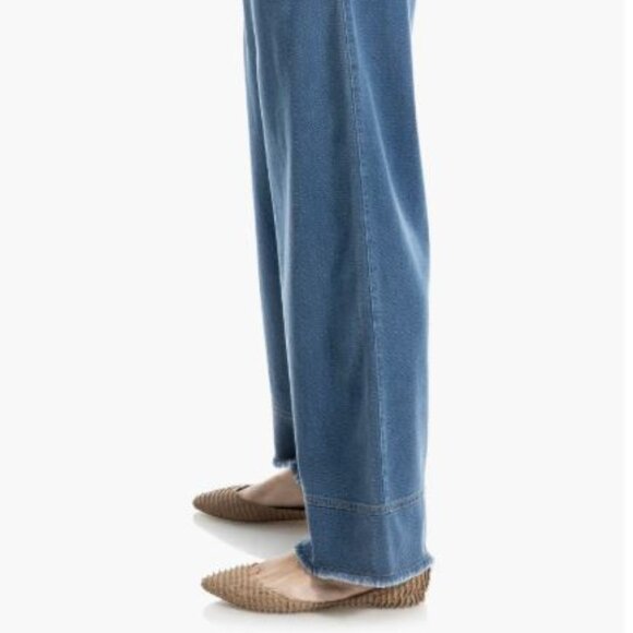 NWT MAX STUDIO LONDON Blue Wide Leg Cotton Pique Jeans with Pockets XS/S - Picture 8 of 16